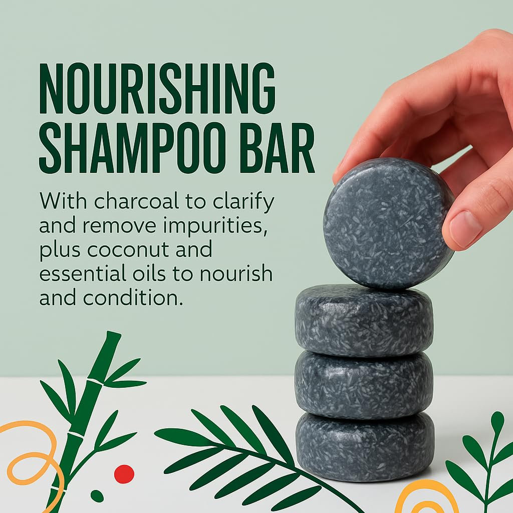 Generic Hair Shampoo For Men All Hair Types - Bamboo Charcoal Soap Deep Cleansing - Nourishing Plant Formula Strengthens Solid Shampoo Travel Friendly Plastic Free 60g (Bamboo Charcoal)