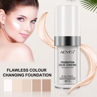 Flawless Colour Changing Foundation Makeup Base Warm Skin Tone Nude Face Moisturizing Liquid Cover Concealer Universal Shade for ALL Skin Makeup(2PCS)