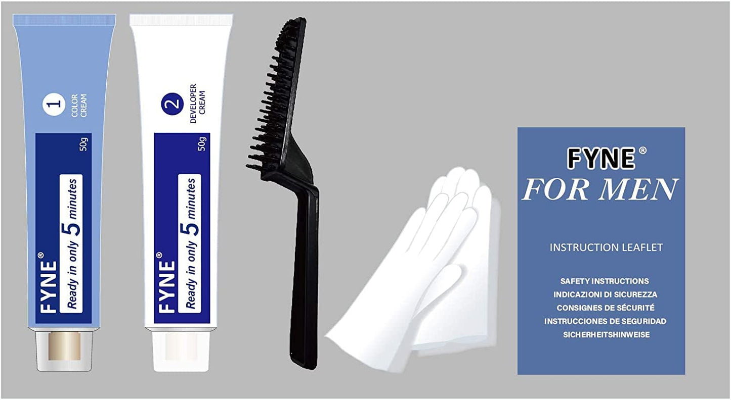 FYNE - Jet Black Permanent Hair Colour | Pack of 3 | Grey Hair Colouring for Men with Comb Applicator Included | Natural-Look Hair Dye | No Mixing Ready to Apply | Ammonia and Cruelty-Free