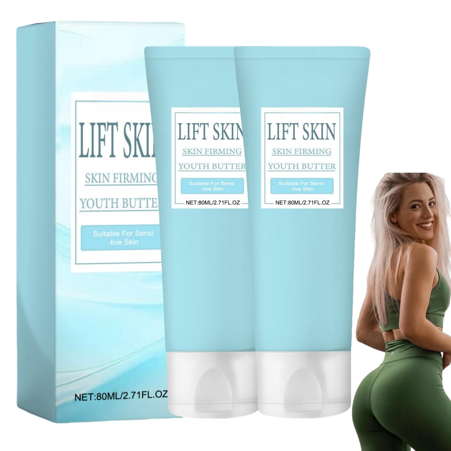 Oumun 2PCS Luxelift Skin Firming Youth Butter,Luxelift Skin Firming Butter,80ML Skin Firming Body Cream,Luxelift Skin Firming Cream,Firming Body Lotion,Firming Body Cream,Skin Tightening Cream for Body