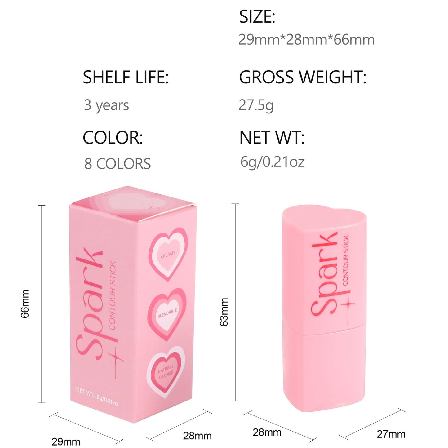 RUICHING Contour Stick, Cream Bronzer Blush Stick, Blushers for Cheeks Make Up, Natural Long Lasting Highly Pigmented Face Shaping & Contouring Stick, Smooth Easy to Apply Face Make-Up for Women