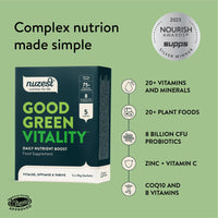 Greens Powder by Nuzest – Good Green Vitality – Filled with Vitamins, Minerals & Superfoods – Vegan Multivitamin Greens Drink - Gluten Free - Dairy Free - (10g (Box of 5))