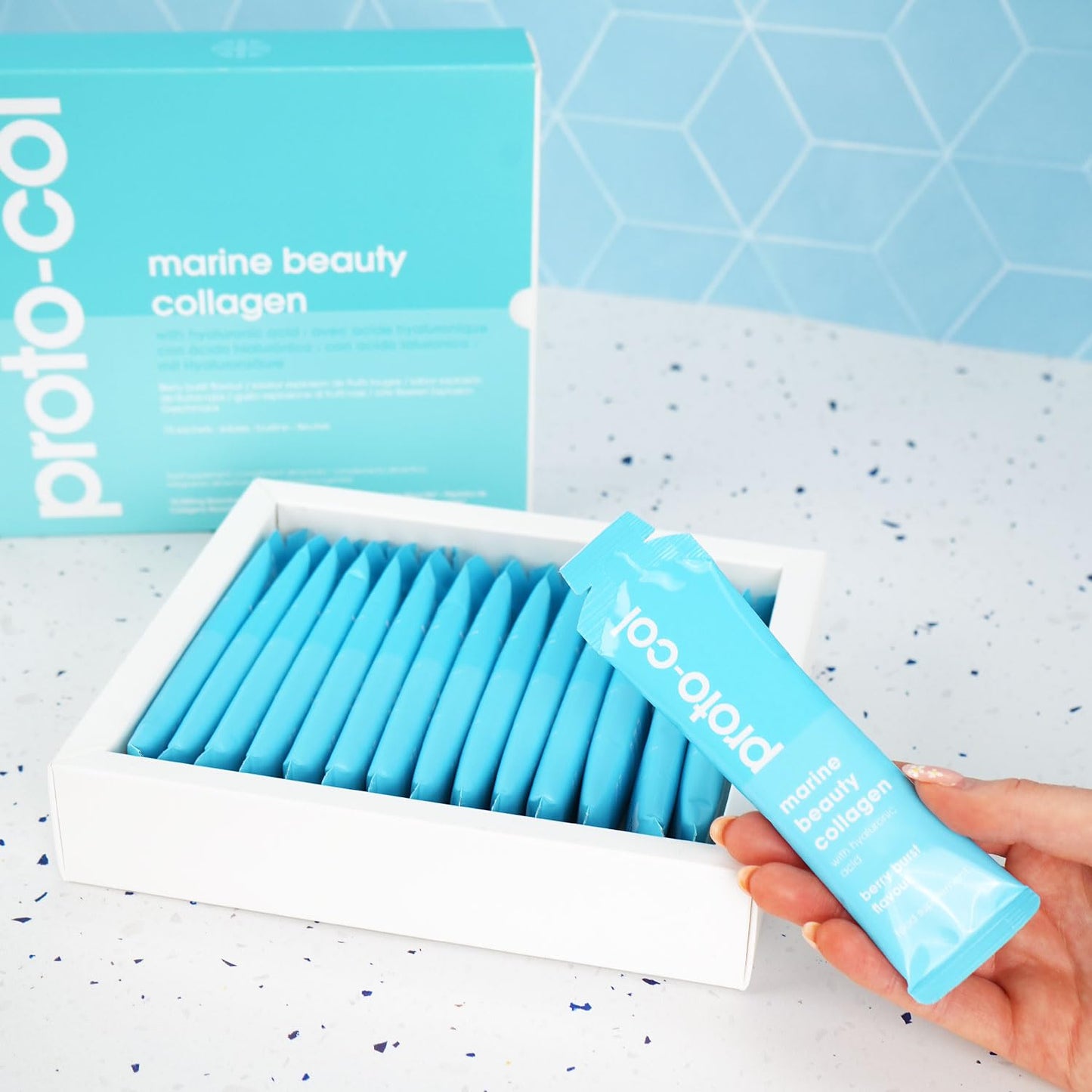 Proto-Col Proto-col Premium 10,000mg Marine Collagen Sachets with Hyaluronic Acid, Vitamin C, UK Made, Premium Sourced, High Absorbtion, Skin Health, Hydration & Anti-Aging Support