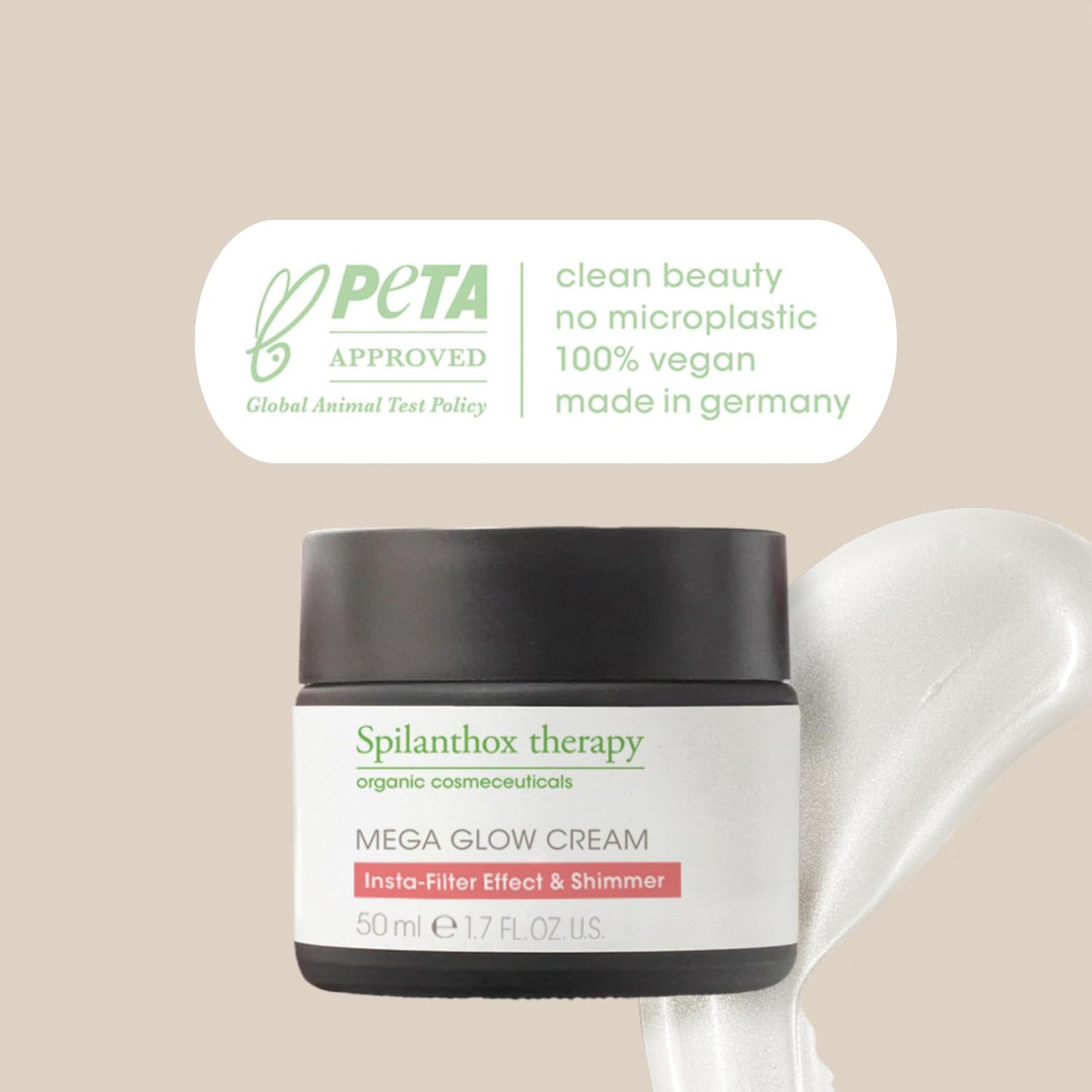 Spilanthox therapy - Mega Glow Cream - 3IN1 Face Cream - Instant Expression Smoothing, Care & Shimmer - Anti-Aging Facial Care with Spilanthol & Hyaluronic Acid - Vegan Natural Cosmetics - 50ml