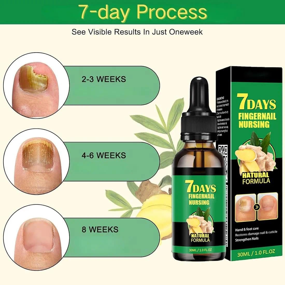 Ginger Nail Essence, 7days Nail Treatment,Hand Oil Damaged Nail Repair And Strengthening Nail Care 3PCS