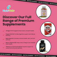 Nutrivolv Biotin Gummies 10,000mcg | 60 Vegan Gummies | 60 Day Supply | for Hair Growth & Skin & Nails Health | Natural Peach Flavour | Vitamin B7 Gummies | Gelatine Free | Sugar Free | Non-GMO | by NutriVolv
