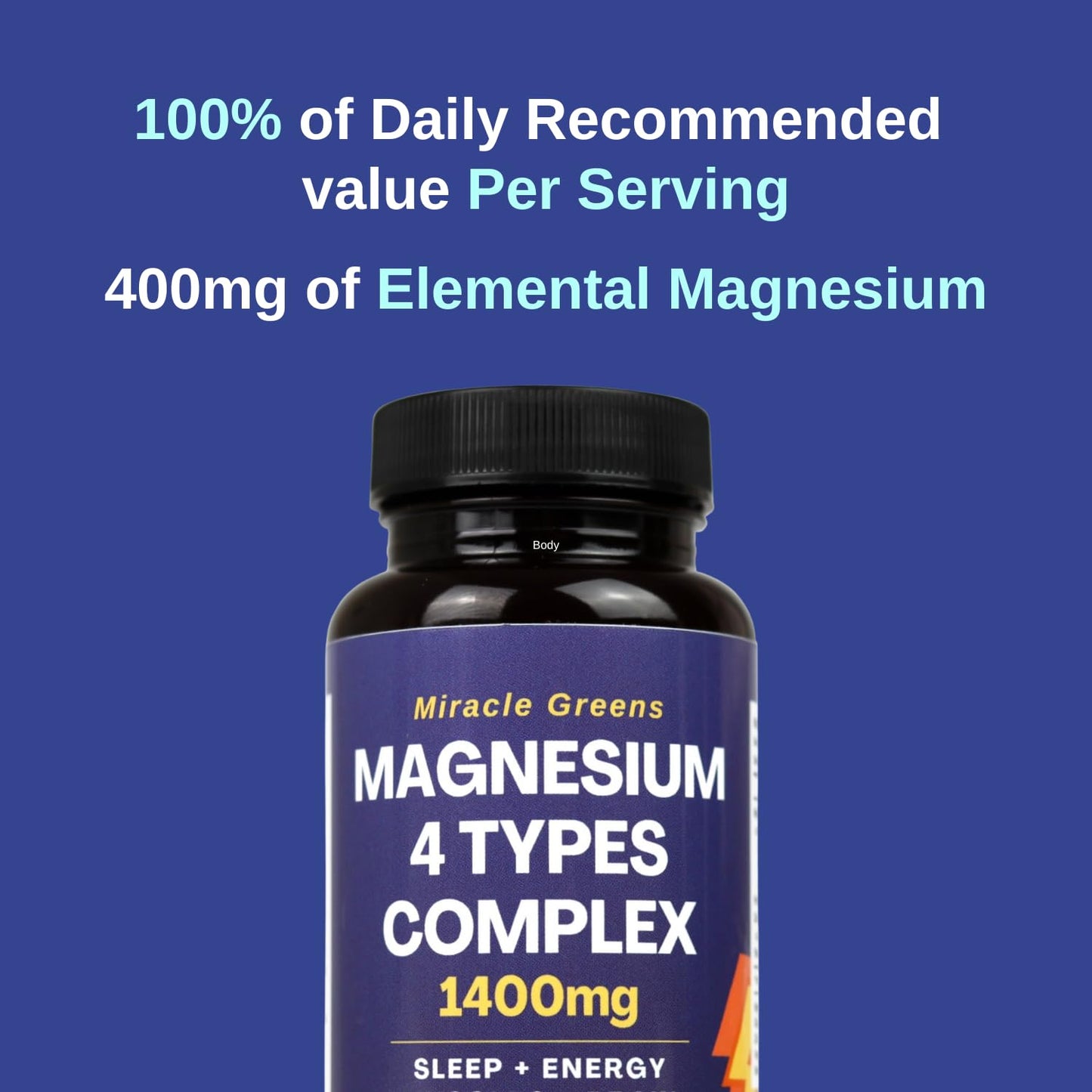 Magnesium Glycinate 4-in-1 | 1400mg Complex – 400mg Elemental Magnesium | High Strength Magnesium Glycinate, Citrate, Malate & Taurate with Zinc and Vitamin B6 | for Sleep, Energy, Bones and Muscles