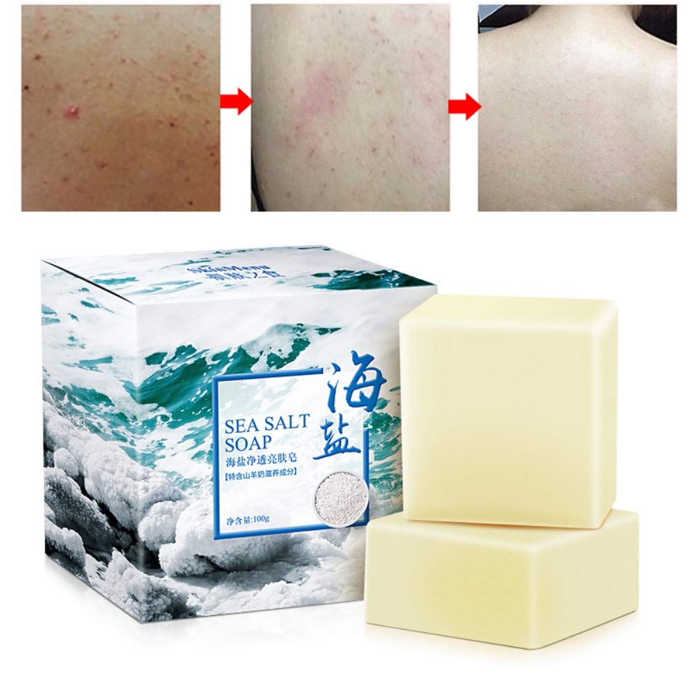 Allbestaye Mite Remove Soap Facial Soap Rich In Sea Salt Quickly Mites Repair Nourish Cleansing One Piece