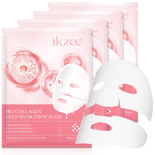 XAYGHE Bio Collagen Face Mask Overnight - 4 Pack Bio Collagen Real Deep Mask Korean Hydrating Hydrogel Mask Deep Collagen Anti Wrinkle Lifting Repair Brighten Mask