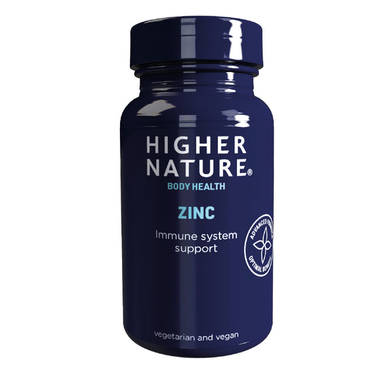 HIGHER NATURE Higher Nature - Zinc - Immune System, Cognitive Function & Fertility Support - Gluten Free - Vegetarian & Vegan - 90 Tablets