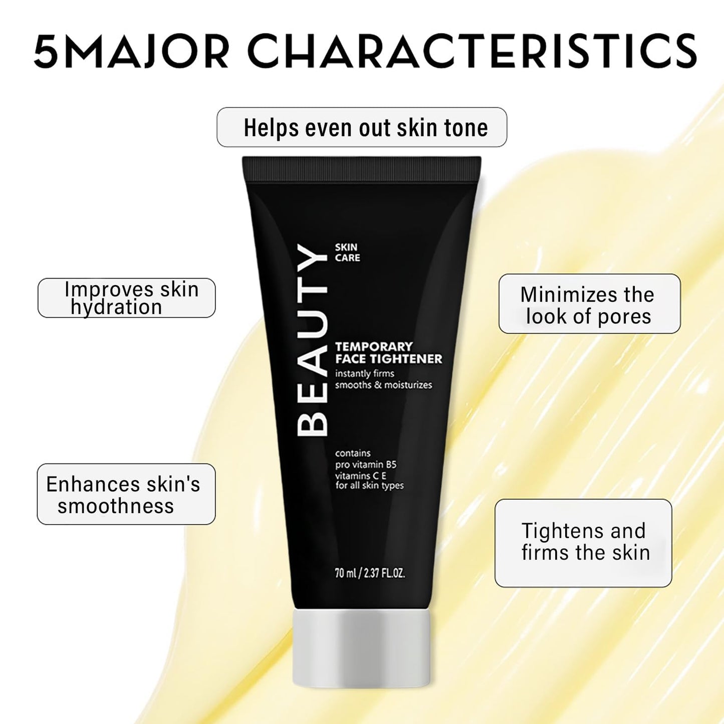 AuraBeen Firmx Temporary Face Tightener - Skin Tightening Cream for Face & Neck - Day & Night Cream for Women - Moisturizer - Hydrates & Enhances Skin's Tautness - 70ml
