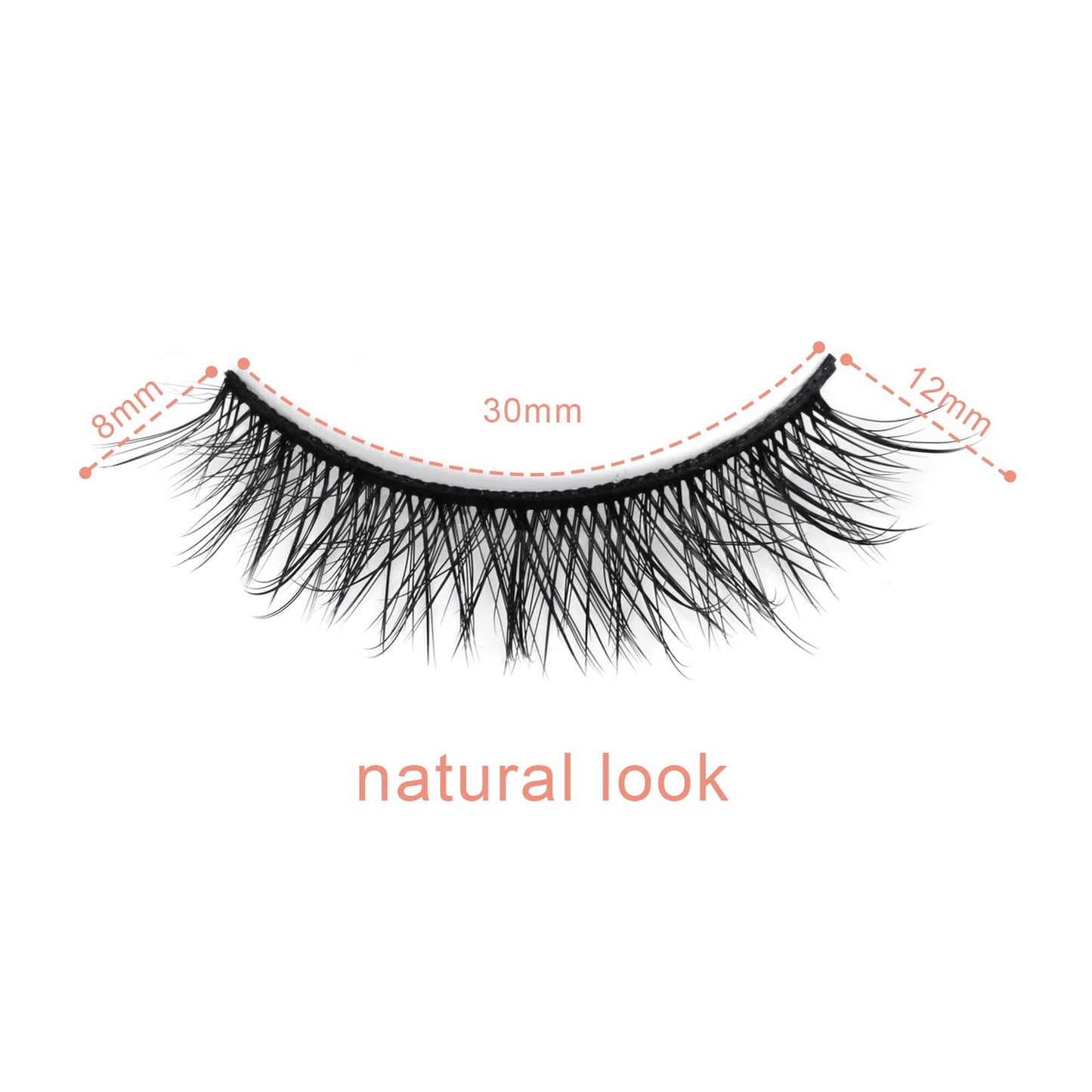 EMEDA Natural lashes with glue and tweezers 5 Pair Natural look eyelashes with lash glue 3D Short Natural false lashes Kit Strip Fake Lashes With Applicator (Natural 1)