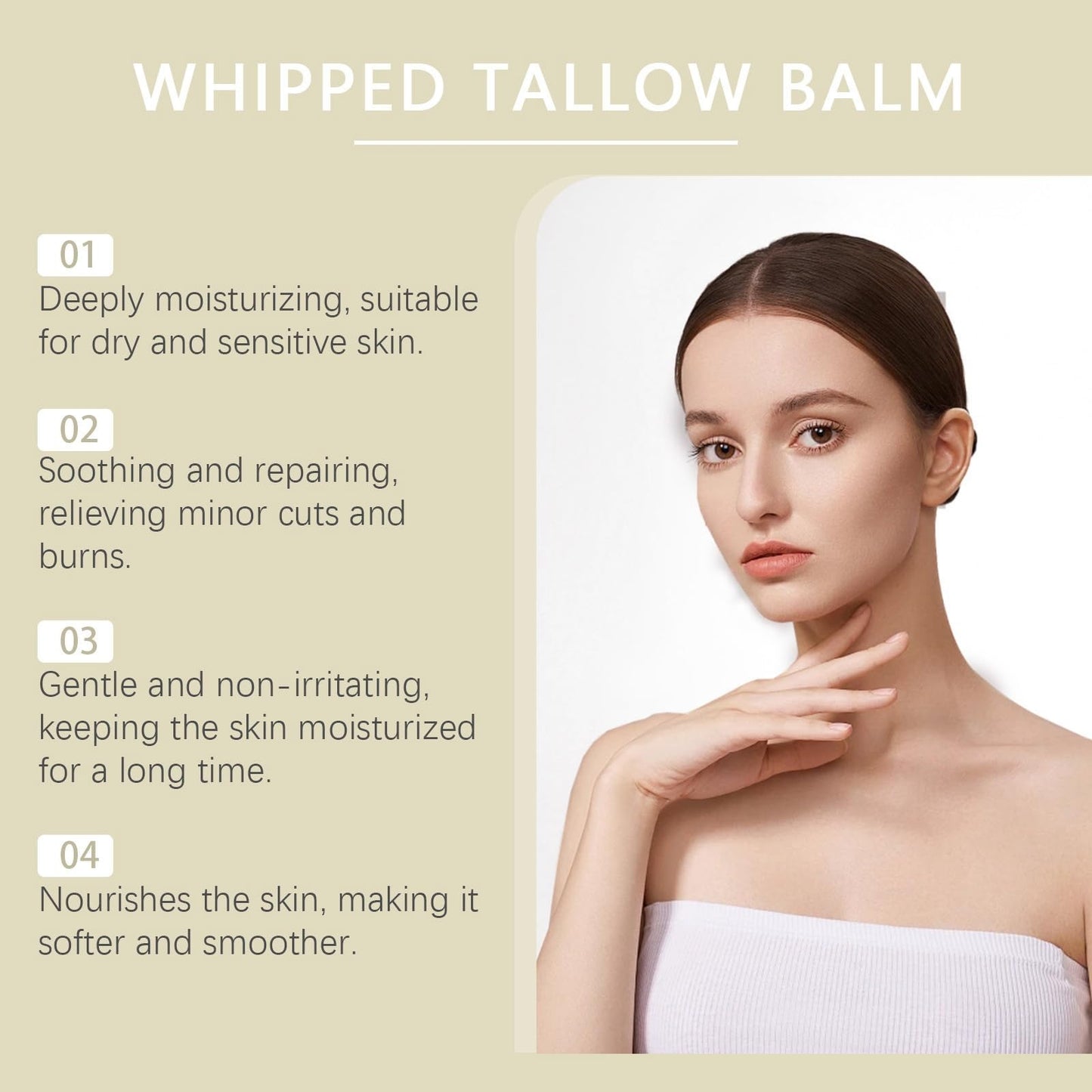 Fankayi Beef Tallow Skin Care Cream,Multi-Purpose Balm for Face & Balm Tallow Face Moisturizer for Sk-in Ca-re,Face Moisturiser,Face Cream,Tal-low Ba-lm,Tall-ow Moisturiser,Anti Wrinkle Cream,Sk-in Care Cream