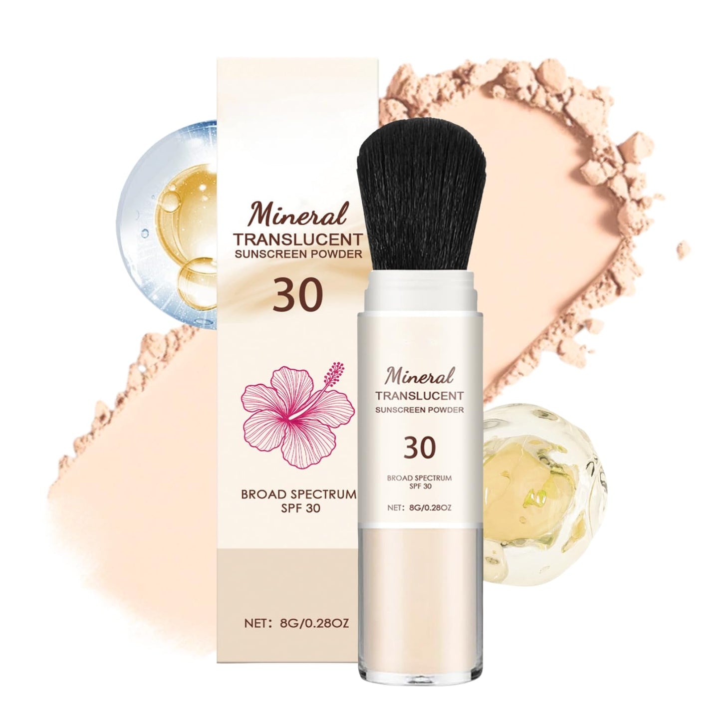 ISBEAUSOLS Powder Sunscreen - Scalp Sunscreen - Mineral Powder Sunscreens Brush - SPF 30 Mineral Suncream for Face - Matte Sun Protection Pow-der Brush - Scalp Spf - Lasting Lightweight Breathable