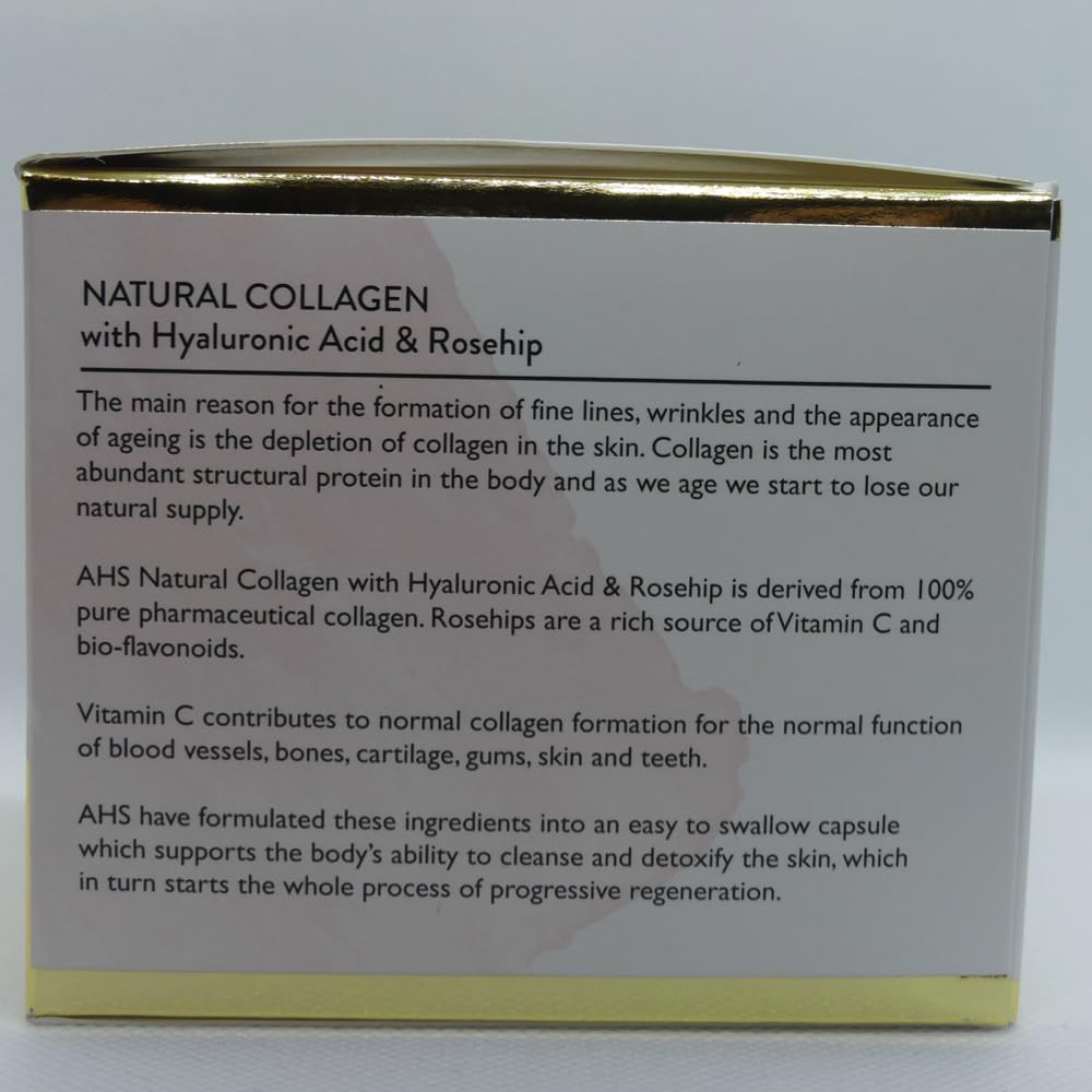 AHS Natural Collagen - Pack of 180 Capsules with Hyaluronic Acid and Rose Hip