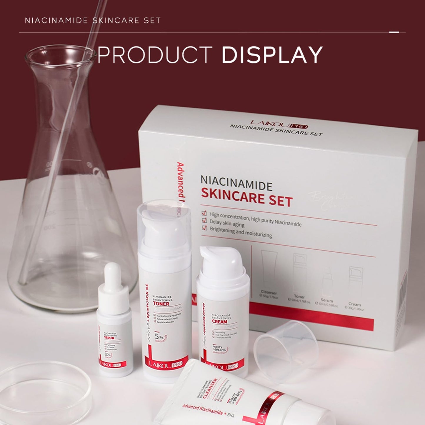 Angivlga Niacinamide Skincare Set Gifts For Women & Girls, Brightening Anti-Aging Skin Care Improve Dark Spot And Even Out Skin Tone - Korean Skin Care Pamper Gifts For Women