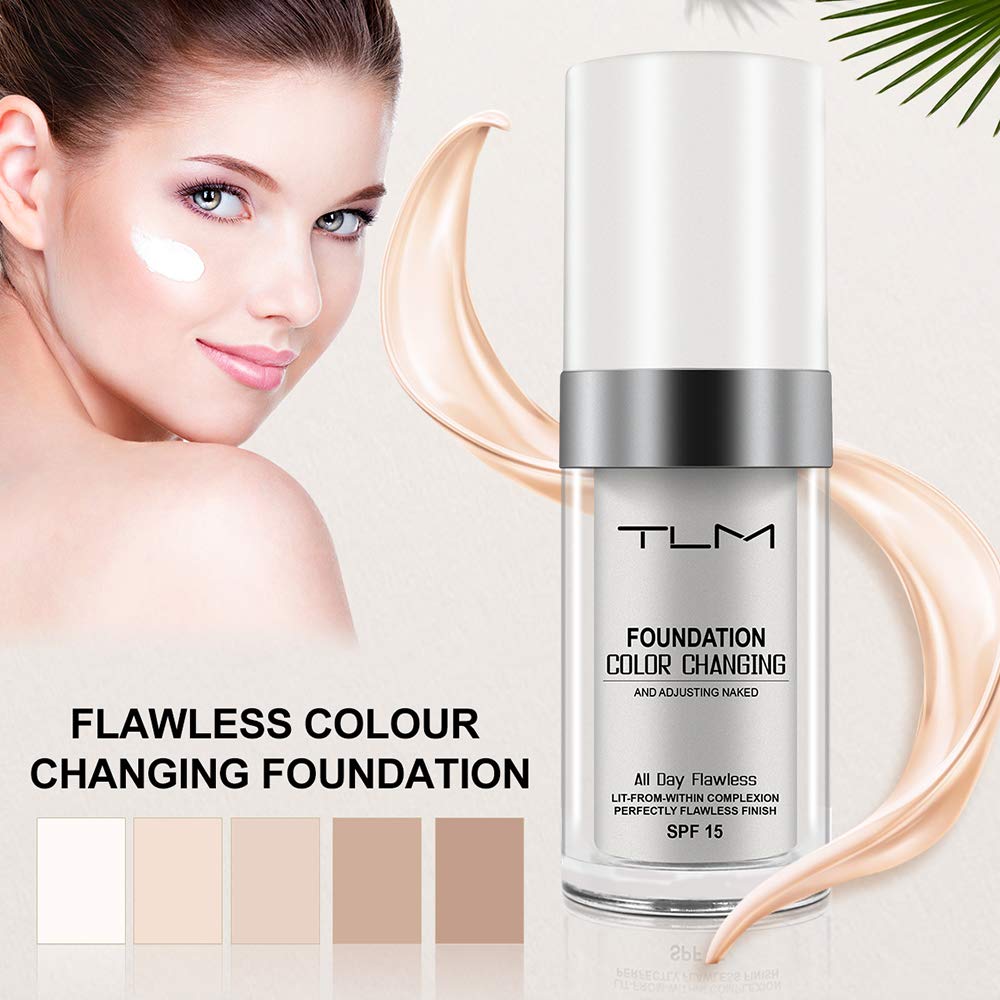 Tioueo Color Changing Foundation SPF15,2pcs for Seamless Tone Matching and Sun Protection,Long-Lasting Hydrating and Nourishing for All Ski