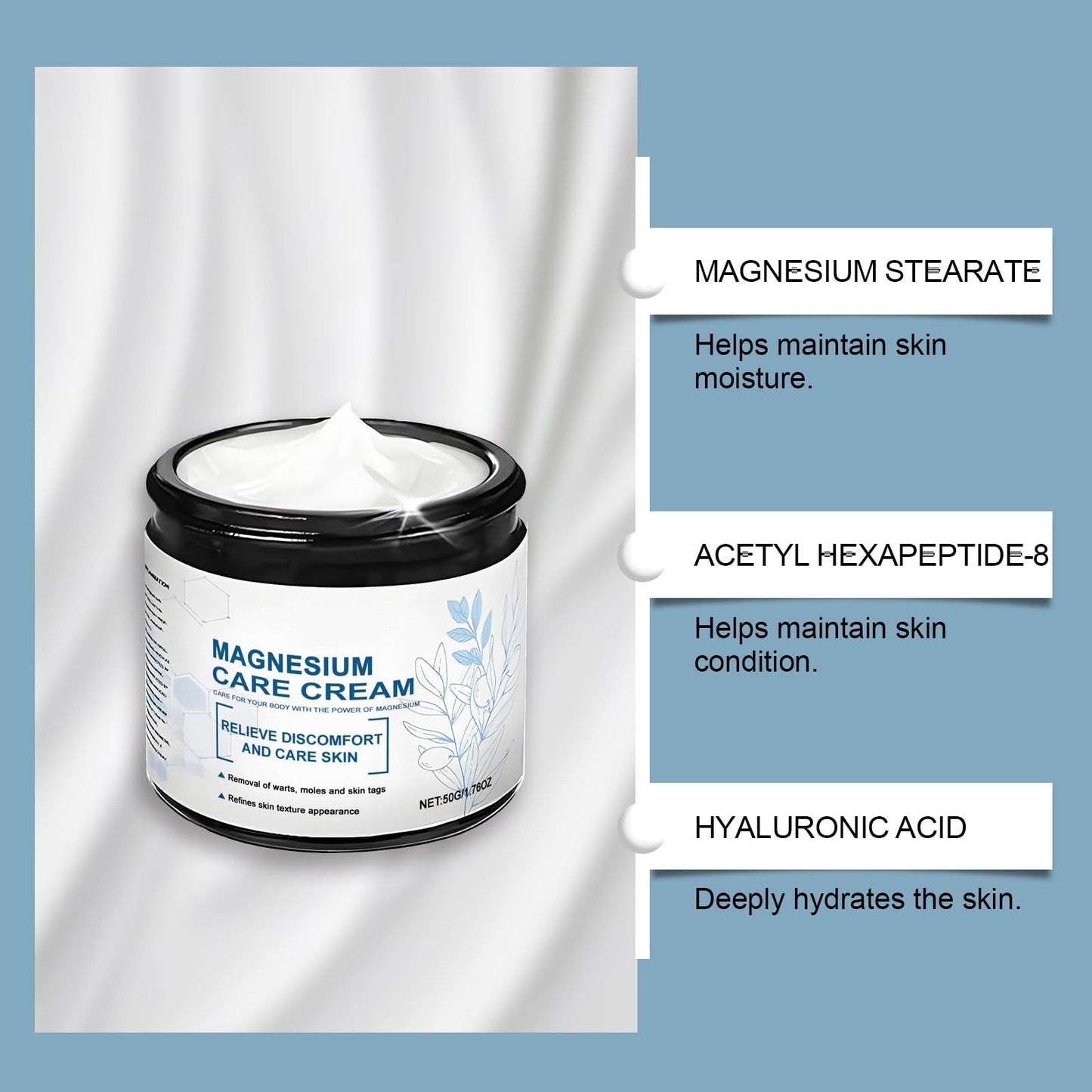 Magnesium Cream, Skin Treatment Cream, Gentle Repair Care, Effective joint Relief Pa-in for Whole Body, Highly Concentrated Magnesium for All Skin Types