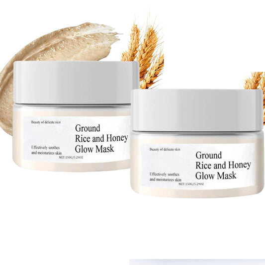 IZBEAUVO 2PCS Ground Rice and Honey Glow Mask, Korean Pore Cleansing Clay Mask for Radiant Skin, Rice & Honey Hydrating Mask, Deep Cleansing & Pore Refining, Acne Face Mask for All Skin Types