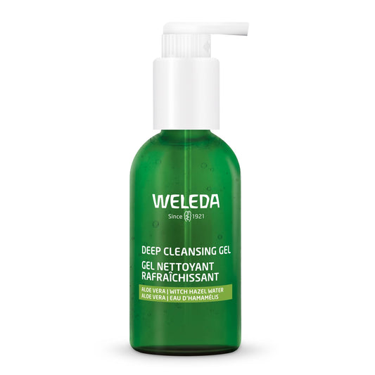 Weleda Organic Deep Cleansing Gel 150ml - Natural, light cleansing gel in a pump bottle.