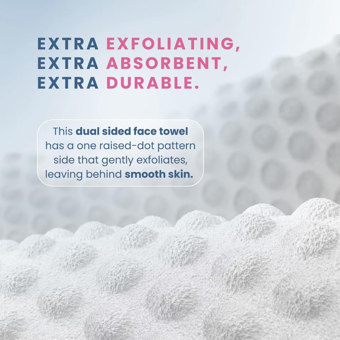 Clean Skin XL Face Towels, 50 Count, Biodegradable, Dual-Textured, Vegan, 25 * 30cm