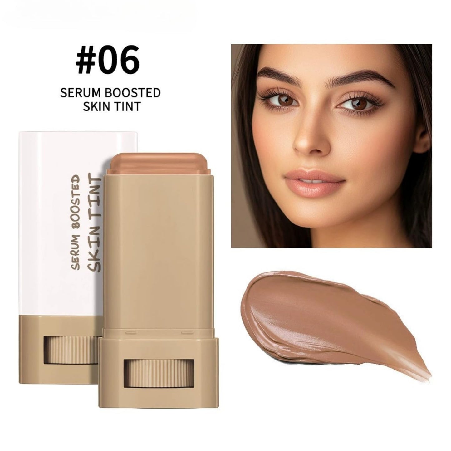 NLFOX Skin Tint Foundation - Natural Foundation Stick - Even skin Tone Balm foundation - Portable Serum founDation Moisturizing Essence Stick - Beauty Balm Serum Boosted Tint Concealer (Colour, # 06)