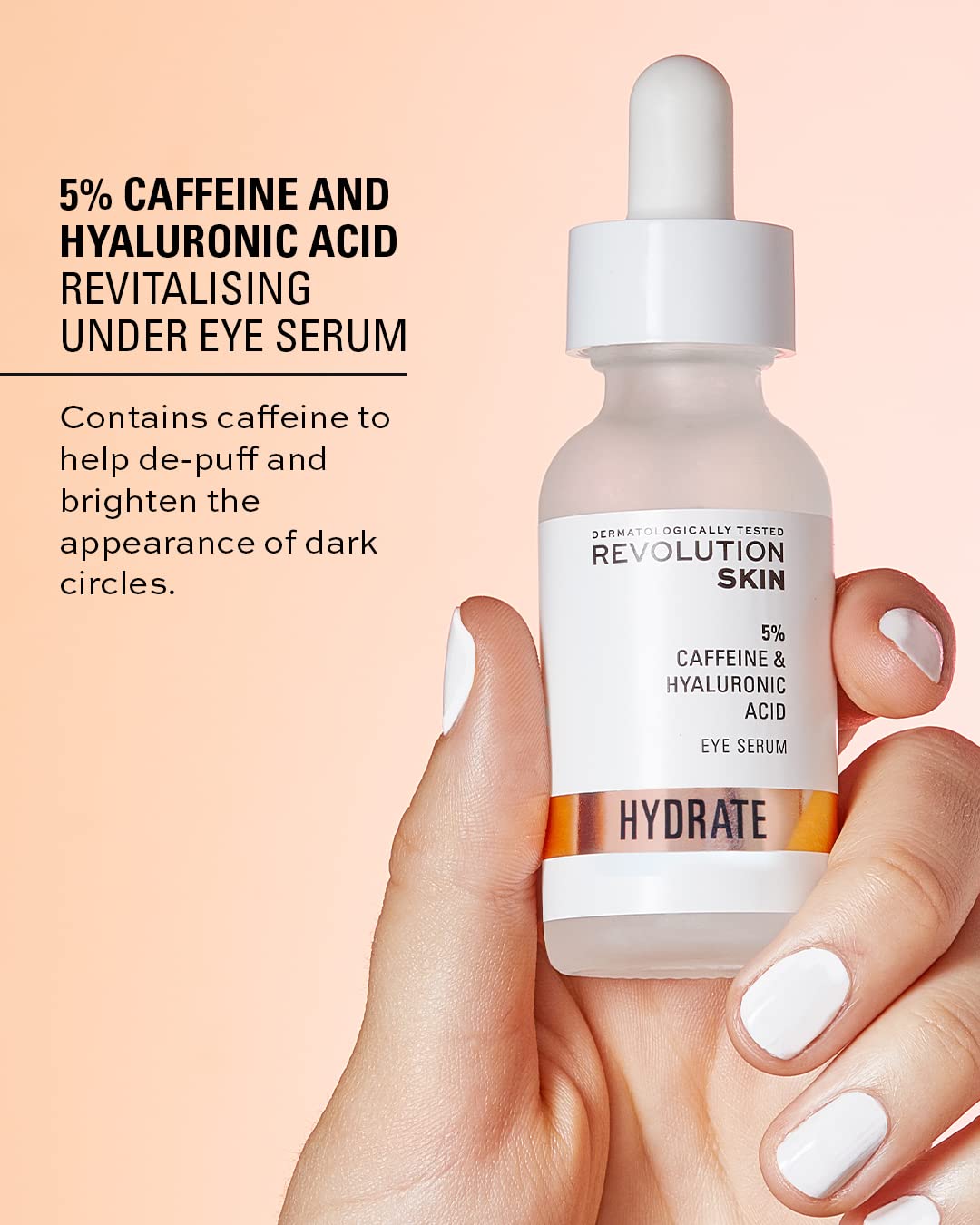 Revolution Beauty London Revolution Skincare London 5% Caffeine and Hyaluronic Acid Under Eye Serum, Reduces Dark Circles Puffiness, Vegan Cruelty-Free, 30ml