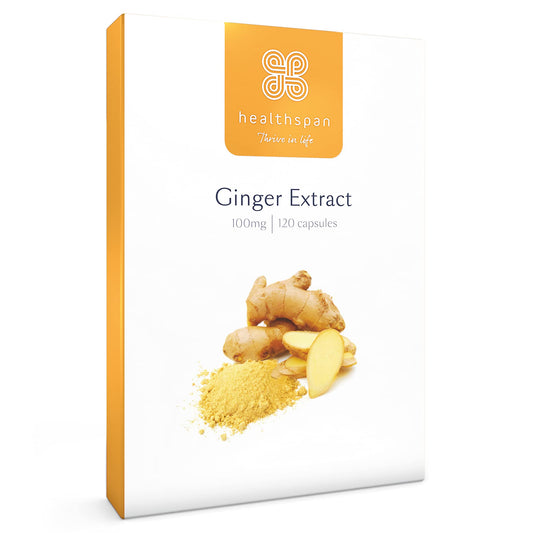healthspan Healthspan Ginger Extract 100mg (4 Months' Supply) | Support Your Digestive Health | Equivalent to 12,000mg of Whole Ginger Root | Providing 20mg Gingerols | Easy to Swallow Capsules | Vegan