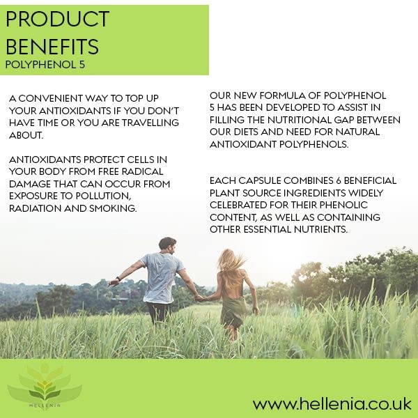 Hellenia Polyphenol 5 | 5-a-Day Fruit & Veg Dietary antioxidants - 60 Capsules