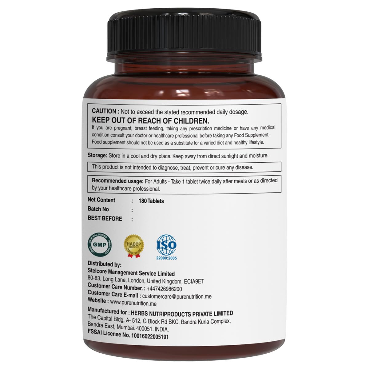 PURENUTRITION ME Pure Nutrition Ultra Calcium Citrate 1250 mg | Highly absorbable Calcium Supplement with Calcium Citrate Malate, Vitamin D, Zinc, and Magnesium | 1 Tablet Daily | Non-GMO | Gluten-Free | 180 Veg Tabs
