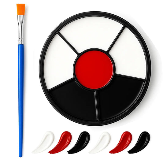 Generic Face & Body Paint Kit – Black Red Gray-White Bruise Wheel – 6 Blendable Shades – With Brush – Water & Oil Based – Easy On & Off – Non-Toxic Halloween & Cosplay Makeup for Kids & Adults (#05)