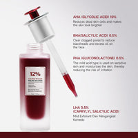 AHA BHA Exfoliating Serum for Acne, 12% AHA BHA PHA LHA Peeling Solution, Exfoliating Serum for Face, BHA Serum for Pores, Overnight Exfoliating Serum for Clear & Smooth Skin, Reduces Pore Congestion