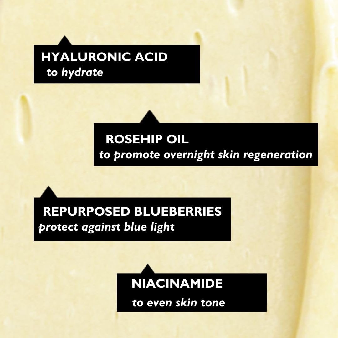 UpCircle Night Cream with Hyaluronic Acid + Niacinamide 55ml - Nourishing and Unscented for Sensitive Skin Anti-Ageing Properties - Vegan Cruelty-Free
