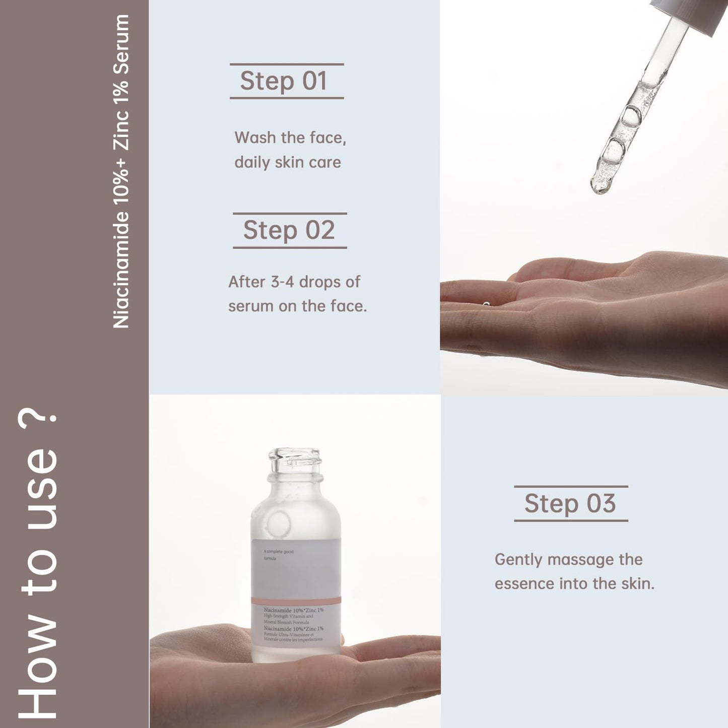 MIZEEYE Niacinamide Serum for Face, 2PCS Moisture Niacinamide Face Serum for Women, Niacinamide 10% + Zinc 1% Serum For Acne, Refreshing.