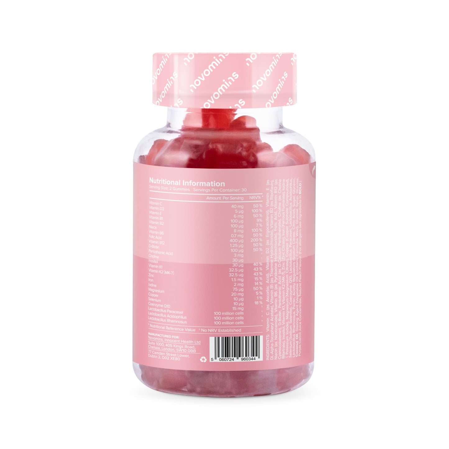 Fertility Gummies - Fertility Supplements for Women Trying to Conceive–25 Essential Vitamins and Minerals and Botanicals Plus Folic Acid - Vegan- Gluten Free - by Novomins