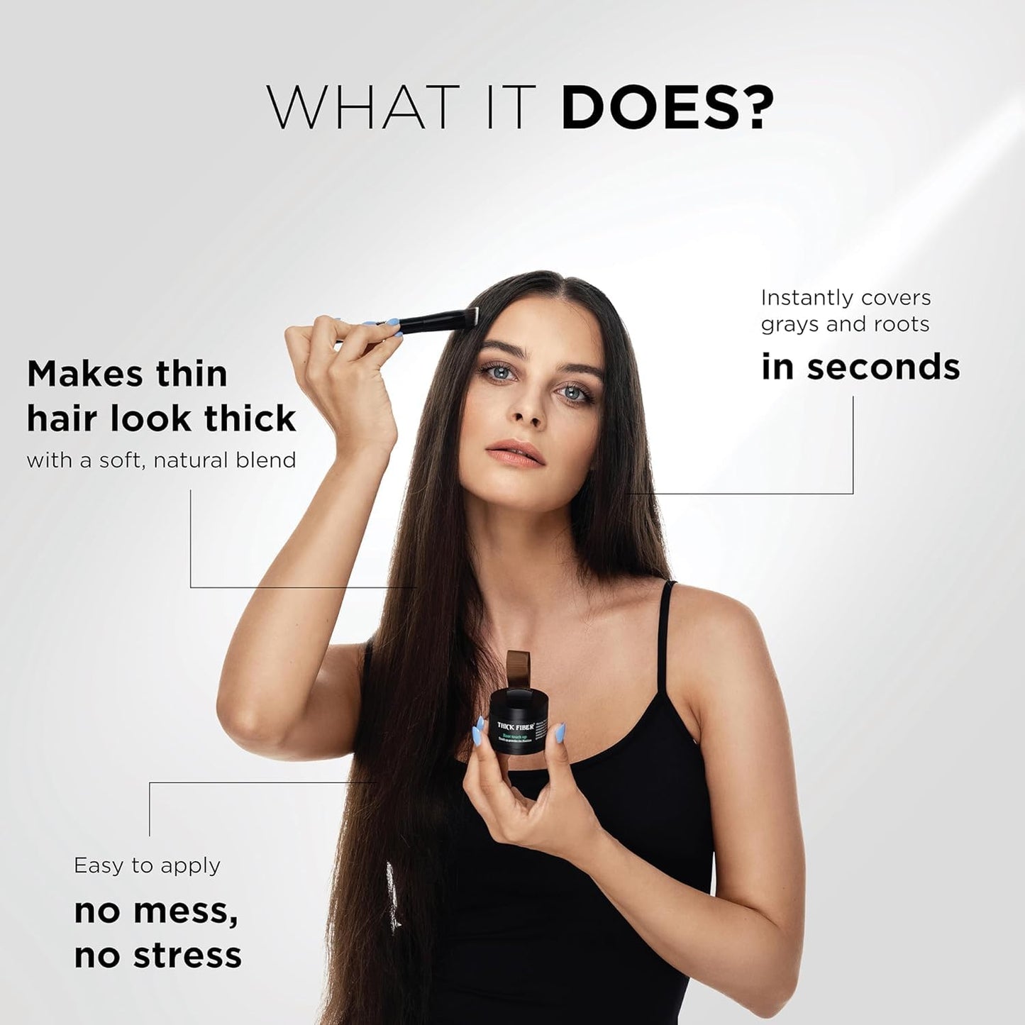 Generic Root Touch Up Powder, Root Cover for Thin & Bald Head - Water & Sweat Resistant Hair Powder for Thinning Hair Women, Includes Brush (Black) 4 Grams
