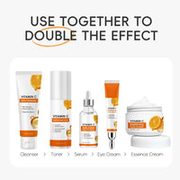 IZBEAUVO Skin Care Sets For Teenagers, Vitamin C Skincare Set, Teenage Girls Gifts - 5 Piece Gentle Skin Cleaning & Care Facial Kit With Cleanser, Toner, Serum, Eye Cream, Face Cream, Moisturise & Brighten