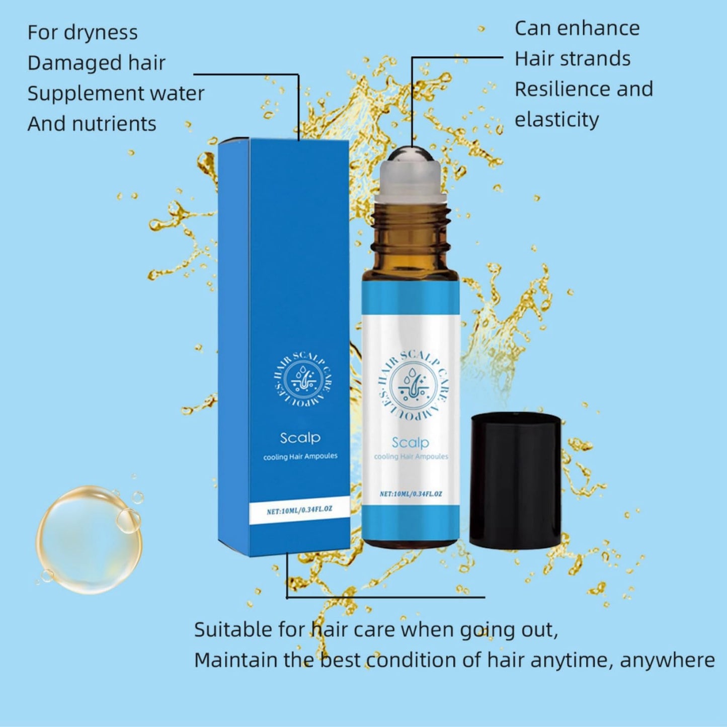 SingHao Hair Growth Roll-On Massage Essence,Hair Growth Serum with Rolling Ball Massage,Scalpy Cooling Hair Ampoule,Strengthening Soothing Hair Essences,Hair Treatment for Hair Loss,Hair Strengthen & Grow