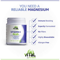 MAG365 Vegan Vitamin D Plus - Enhanced with Magnesium, Vitamin B12, Vitamin K2 - Supports Weight Management & Mood Enhancement - 100% Vegan, Gluten-Free, Non-GMO - 60 Capsules