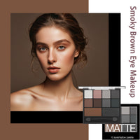 QUIWEN Smokey Eyeshadow Palette, Full Matte Smokey Eye Shadow Pallets for Women Highly Pigmented Black Eyeshadow Makeup Palette Waterproof Long Lasting Grey Eyeshadow With Dual-Ended Applicator Brush