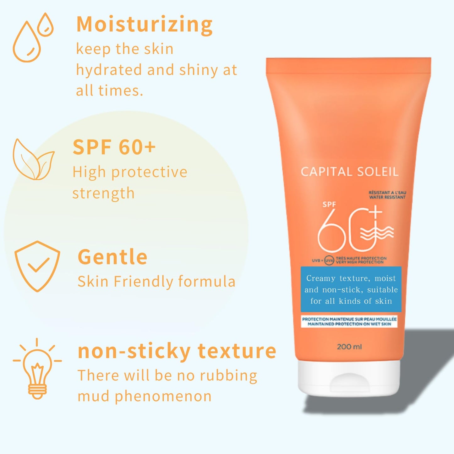 ISBEAUSOLS Sunscreen SPF 60-Face Sun Cream- Face SPF 60-Ski Sun Cream-Waterproof Sun Cream-Tone up Sunscreen-Sun Cream Face- Mountain Sun Cream-Sun Cream for Man and Woman-Once a Day Sun Cream for Face and Body