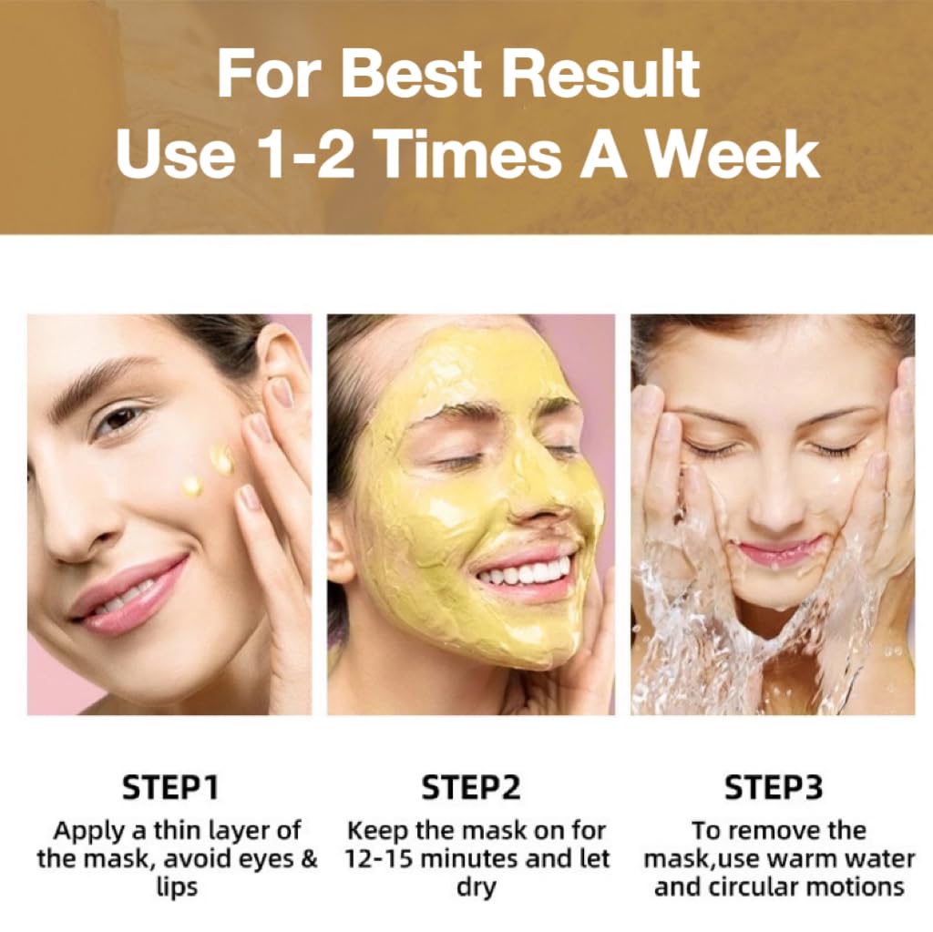 FANFALUV Turmeric Clay Mask-Organic Face Masks Skincare With Vitamin C Helps To Reduce Acne And Dark Spots,Anti-Aging,Firms Skin,Blackhead Remover,Even Out Skin Tone-Turmeric Clay Face Mask (100g)