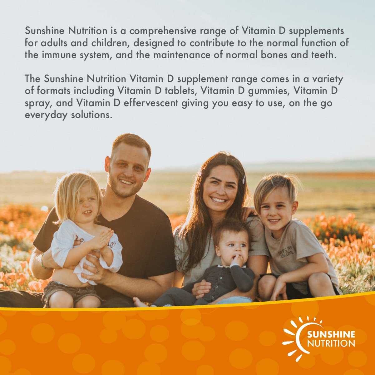 Kids Vitamin D Gummies by Sunshine Nutrition - MEGA Pack Vitamin D3 400IU Orange Flavour Gummy (Pack of 120)