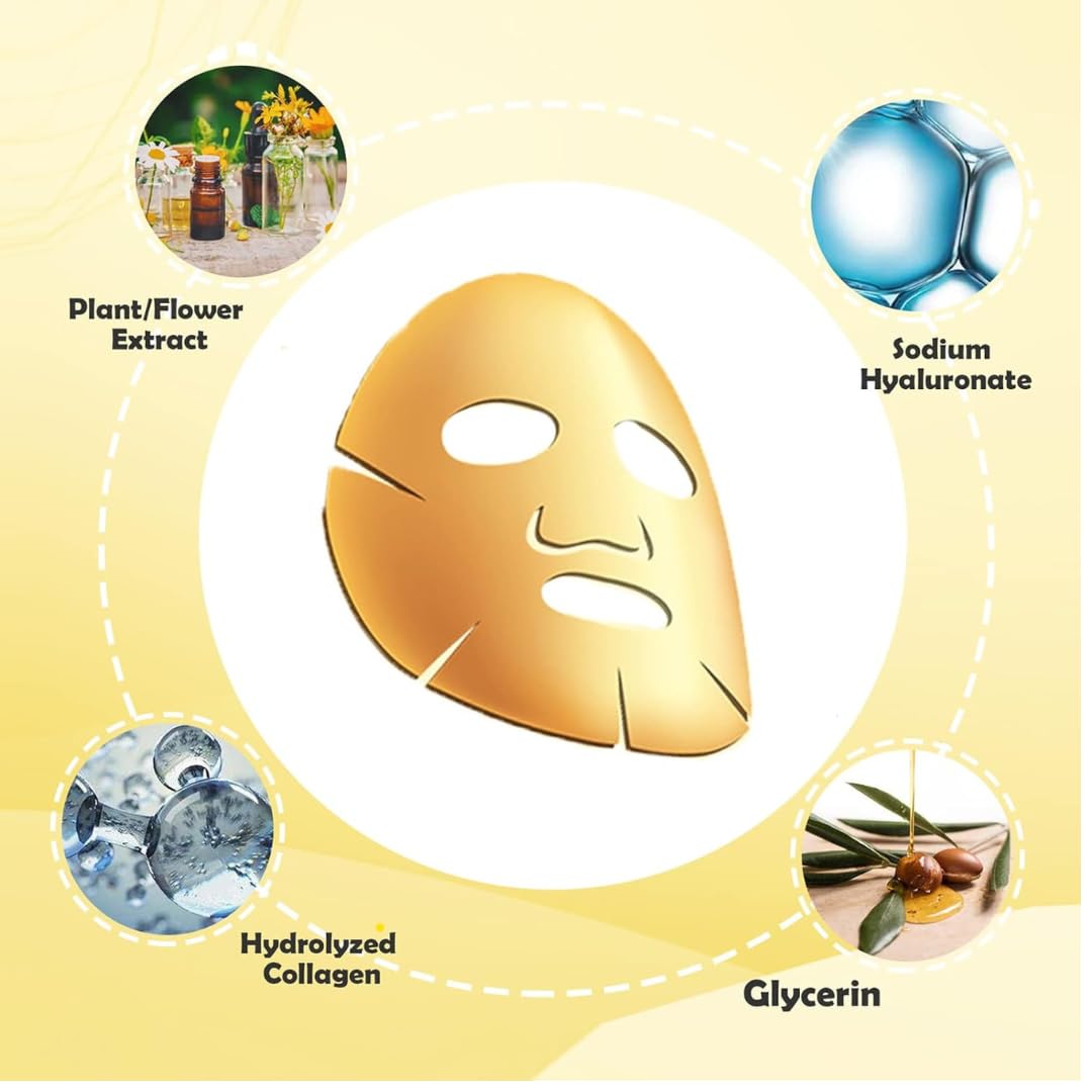 OVALA 24K Gold Bio Collagen Face Mask - Eye Mask - Lip Mask Skin Care Set & Kits - Anti Aging Skincare Set - Quick Hydration (2Pairs/set)