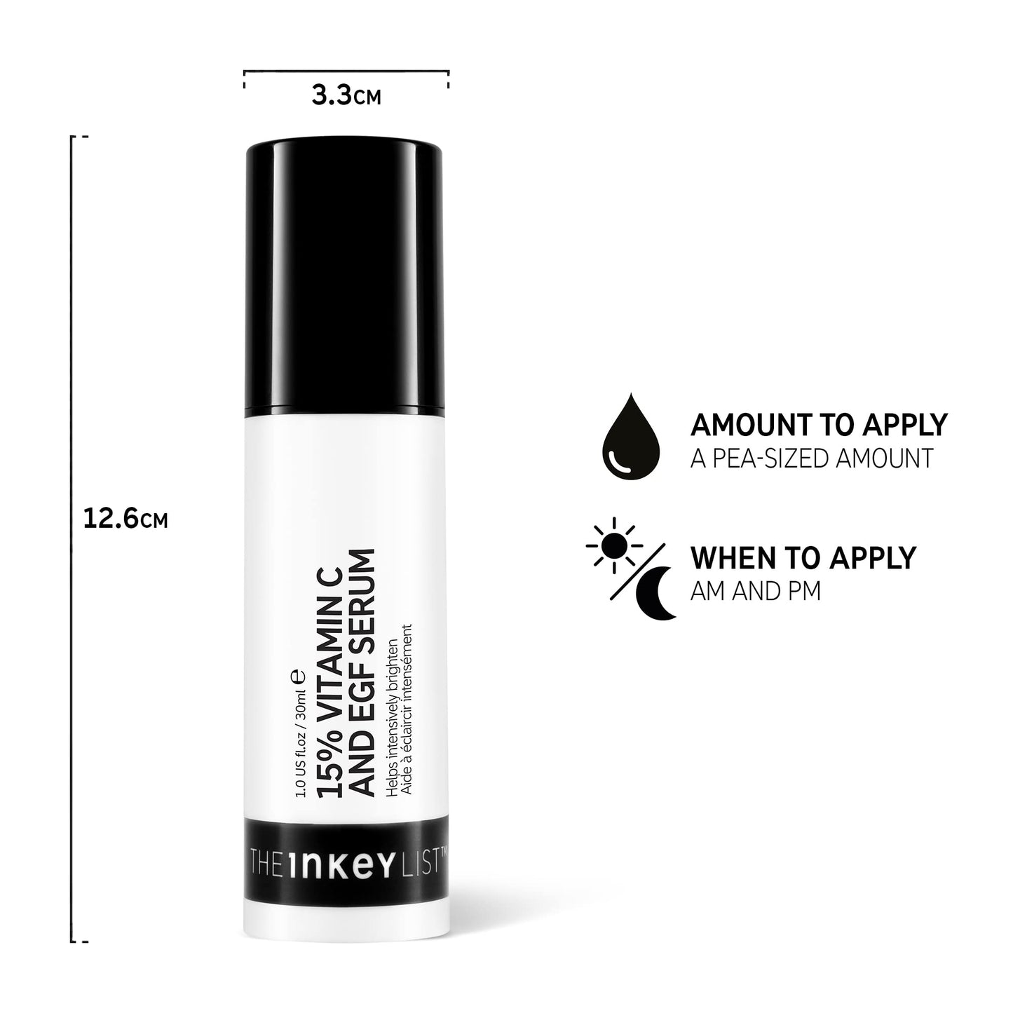 The INKEY List 15% Vitamin C and EGF Serum Helps to Intensively Brighten All Skin Types 30ml