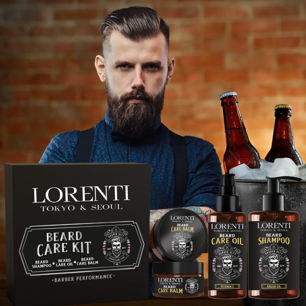 Lorenti Men Beard Care Kit | Shampoo 200ml & Beard Oil 100ml & Balm | Set Of 3