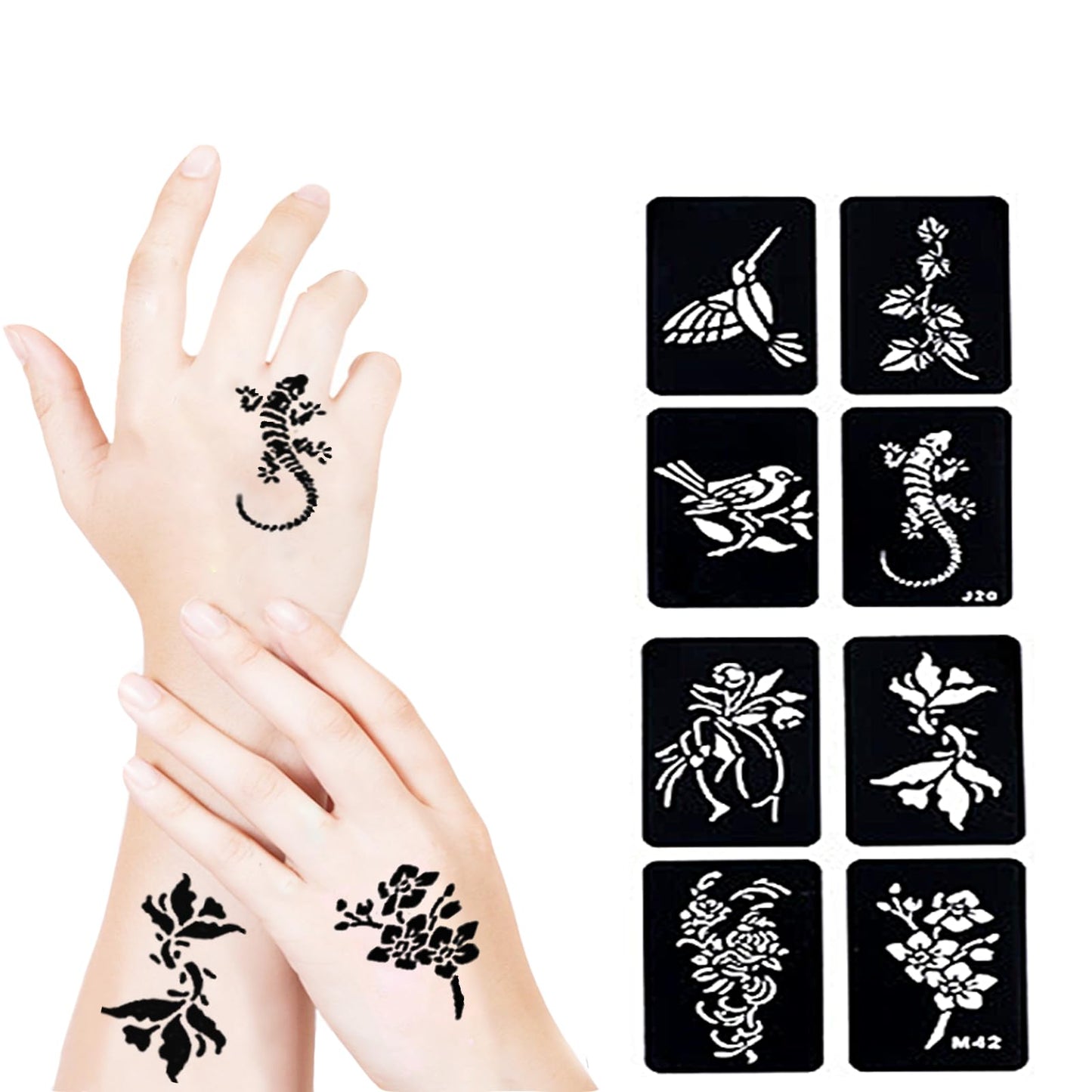 SHEBEEDO Tattoo Stencils kit,14 Sheets of Temporary Tattoos for Women,Indian and Arabian Temporary Tattoos for Finger Hands Body Painting,Realistic Semi - Permanent Fake Tattoos