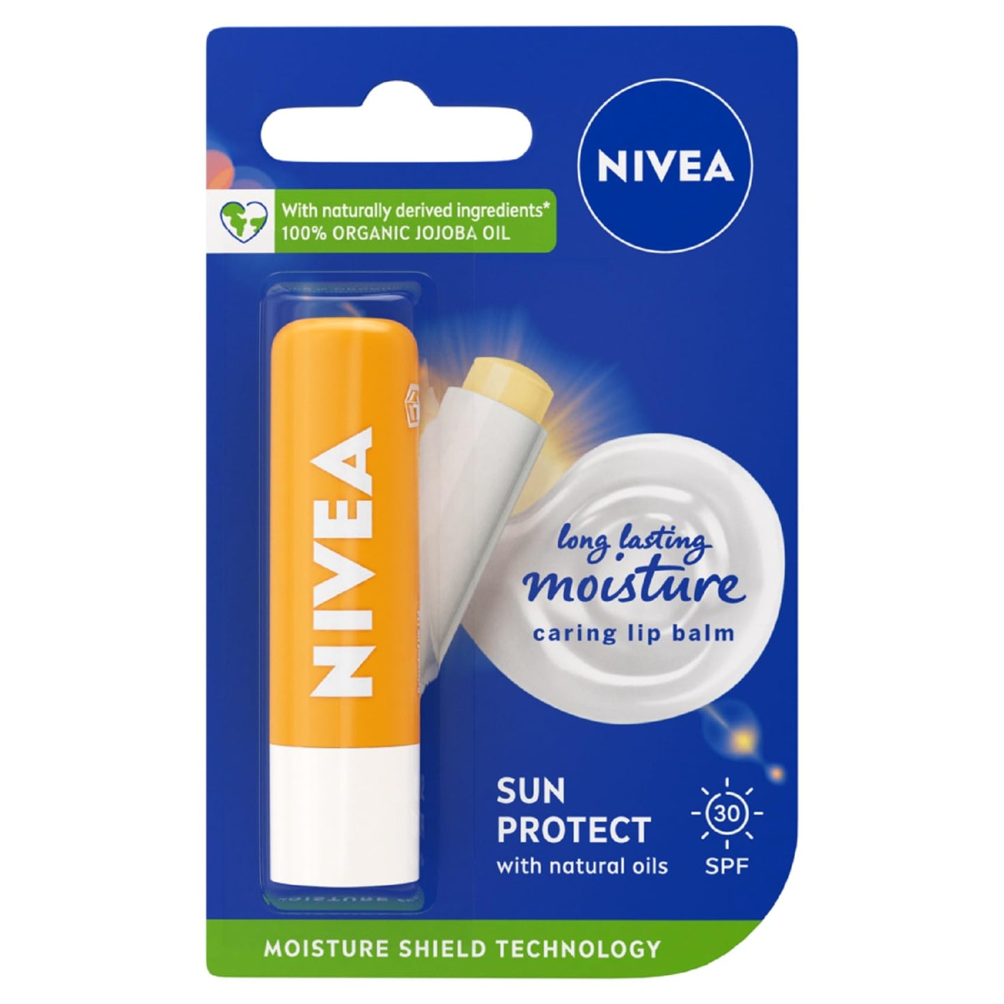NIVEA Sun Protect Caring Lip Balm (4.8g), Lip Balm with Shea Butter and SPF 30, Protects Against UVA/UVB Rays with 24H Moisture, Lip Care