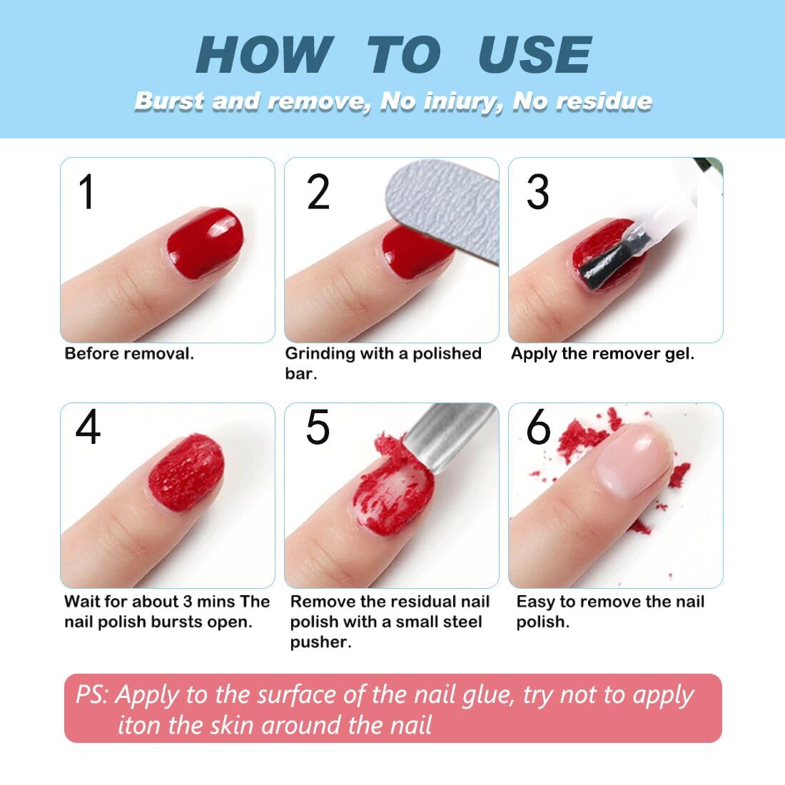 IFUDOIT Gel Nail Polish Remover 2 pack, Professional Nail Varnish Remover, Easily & Quickly Remove Soak Off Gel Polish, Doesn't Hurt Nails, for UV Plastic Nails, Acrylic Nails, Natural Nails Blue