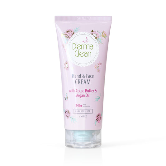Generic DermaClean Hand & Face Cream with Argan Oil, Cocoa Butter, Niacinamide & Vitamin F – Lightweight Daily Moisturizer – Hydrates, Repairs & Brightens Skin – 75 ml